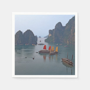 Sailboats in Ha Long Bay - Vietnam, Asia Napkin