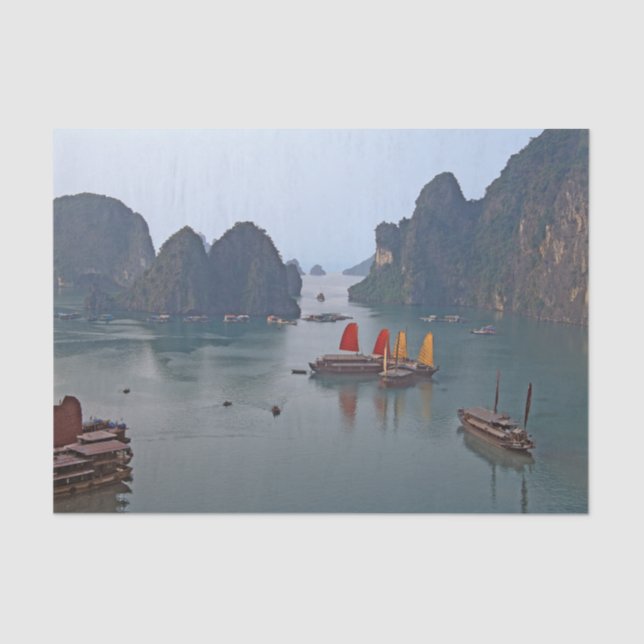 Sailboats in Ha Long Bay - Vietnam, Asia Tissue Paper (Front)