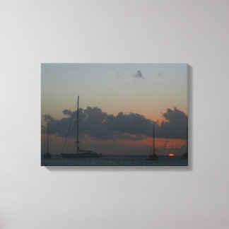 Sailboats in Sunset Tropical Seascape Canvas Print
