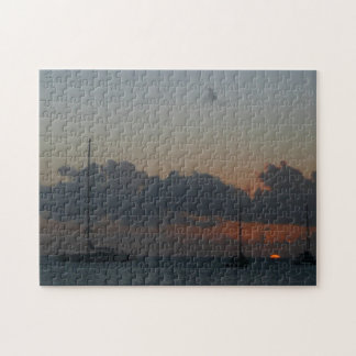 Sailboats in Sunset Tropical Seascape Jigsaw Puzzle