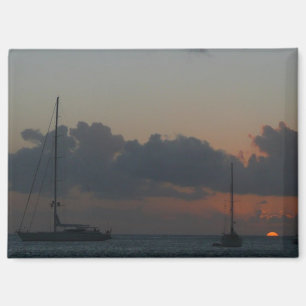 Sailboats in Sunset Tropical Seascape Magnet