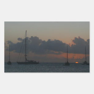 Sailboats in Sunset Tropical Seascape Rectangular Sticker