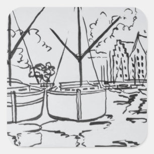 Sailboats La Vilaine River, Redon, Brittany Square Sticker