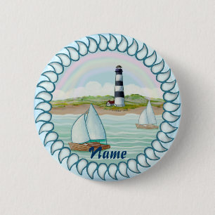 Sailboats Lighthouse 6 Cm Round Badge