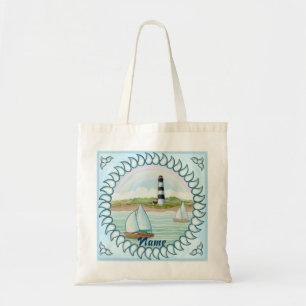 Sailboats Lighthouse Tote Bag
