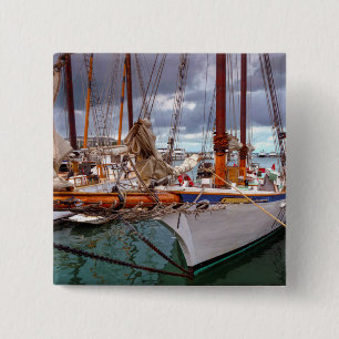 Sailboats Morred At Key West 15 Cm Square Badge