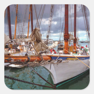 Sailboats Morred At Key West Square Sticker