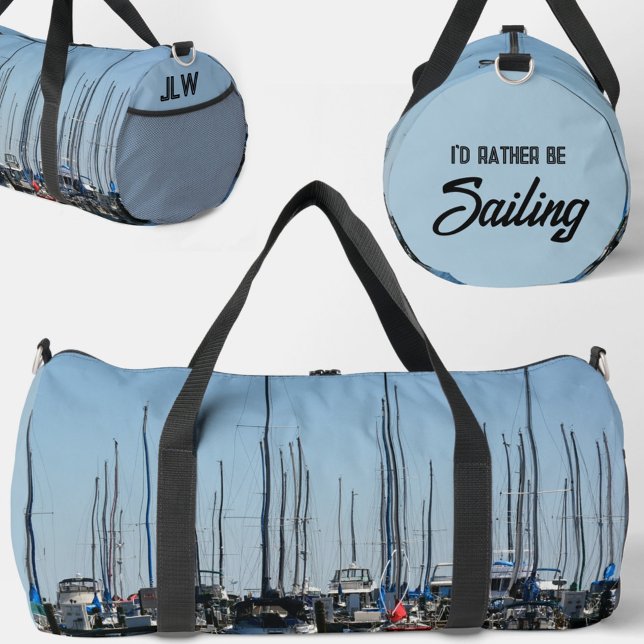 Sailboats Nautical Marina Sailing Blue Duffle Bag (Creator Uploaded)