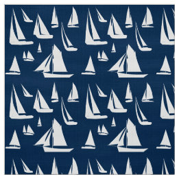 Sailboats Navy Blue Nautical Fabric