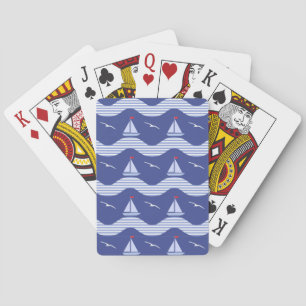 Sailboats On A Striped Sea Pattern Playing Cards