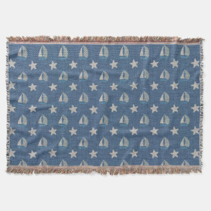 Sailboats on Blue Linen Throw Blanket