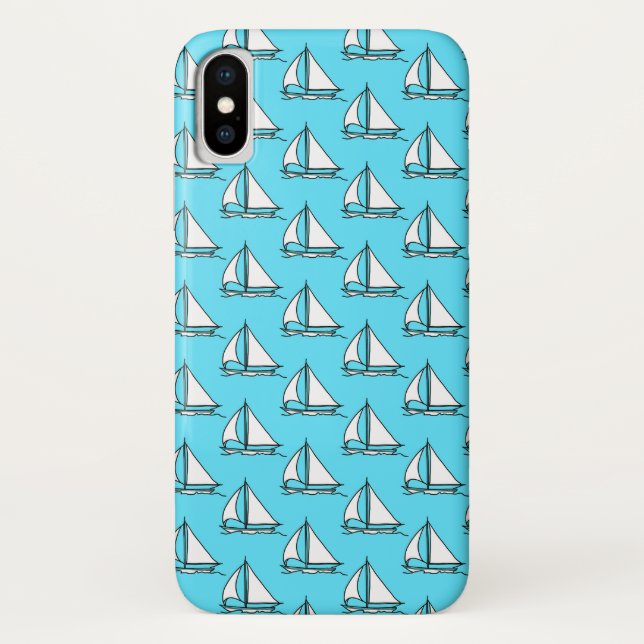 Sailboats On Blue Sea Pattern Case-Mate iPhone Case (Back)