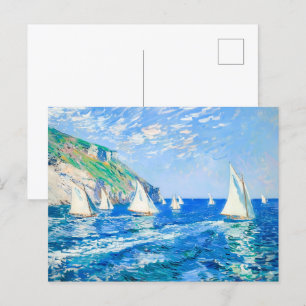 Sailboats on Calm Waters - Impressionist Painting Postcard