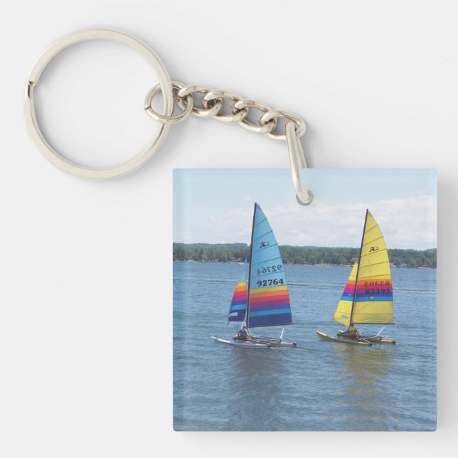 Sailboats on Silver Lake Key Ring (Front)