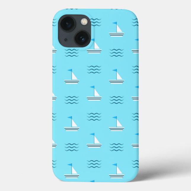 Sailboats On The Blue Sea Pattern Case-Mate iPhone Case (Back)