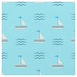 Sailboats On The Blue Sea Pattern Fabric
