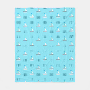 Sailboats On The Blue Sea Pattern Fleece Blanket