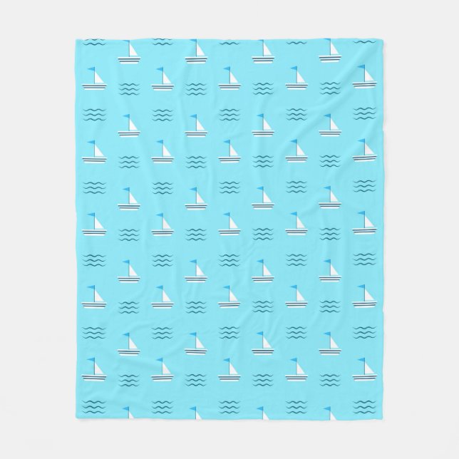 Sailboats On The Blue Sea Pattern Fleece Blanket (Front)