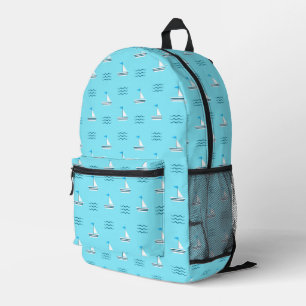 Sailboats On The Blue Sea Pattern Printed Backpack