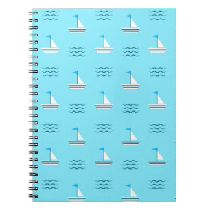 Sailboats On The Blue Sea Pattern Spiral Notebook