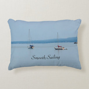 Sailboats on the river decorative cushion