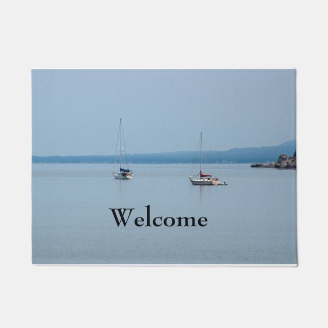 Sailboats on the river doormat (Front)