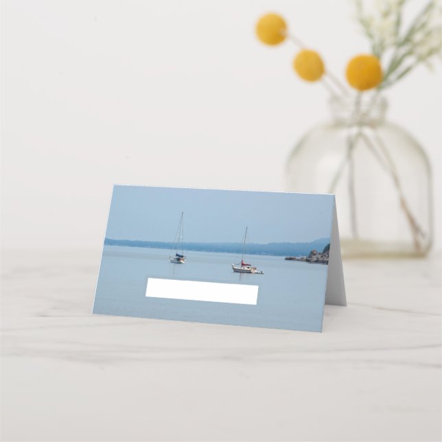 Sailboats on the river place card (Front)