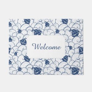 Sailboats On The Sea Pattern Add Your Text Doormat