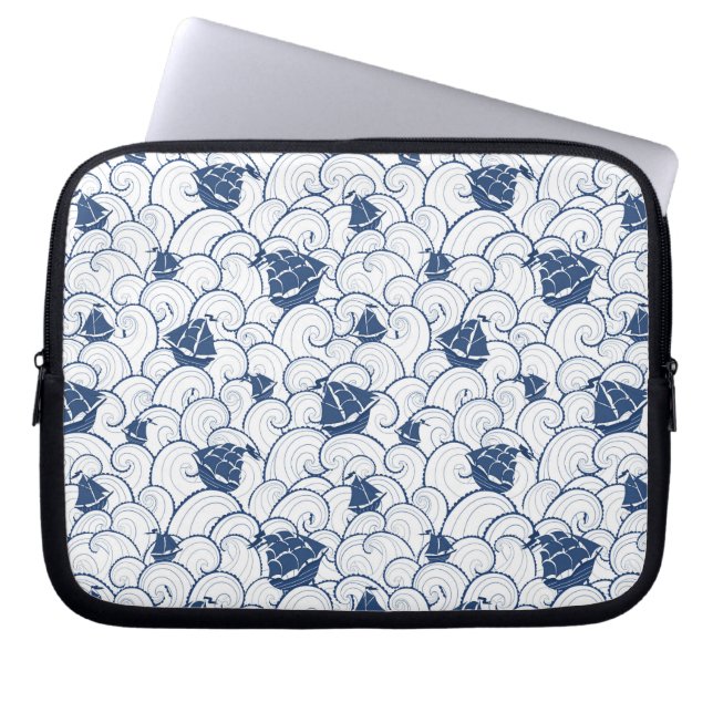 Sailboats On The Sea Pattern Laptop Sleeve (Front)