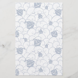 Sailboats On The Sea Pattern Stationery