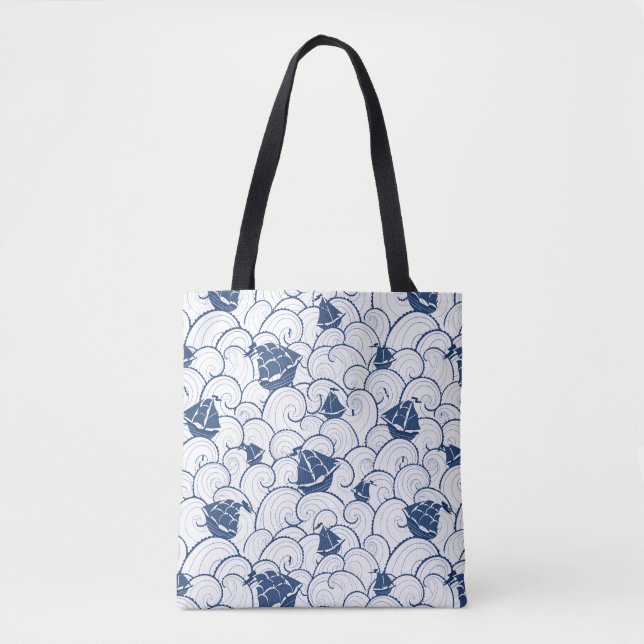 Sailboats On The Sea Pattern Tote Bag (Front)