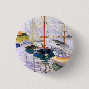 Sailboats on the Seine at Petit  Claude Monet      3 Cm Round Badge