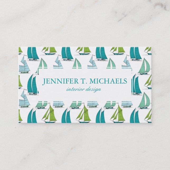 Sailboats On The Water Pattern Business Card (Front)