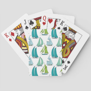 Sailboats On The Water Pattern Playing Cards