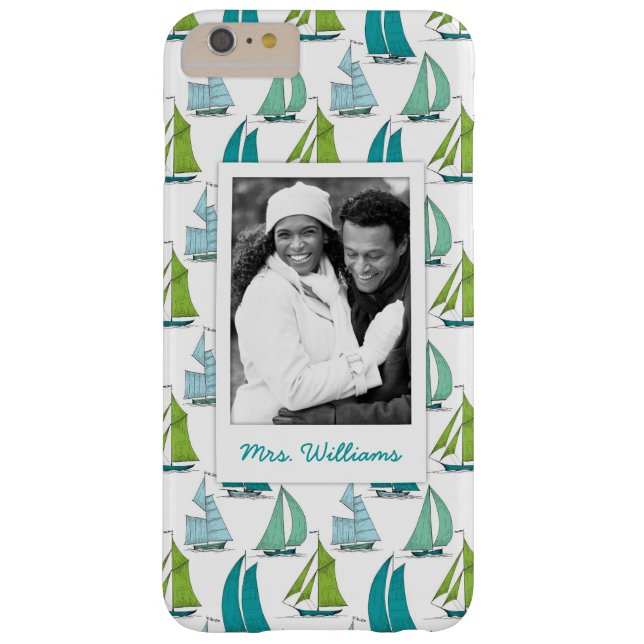 Sailboats On Water Pattern | Your Photo & Name Case-Mate iPhone Case (Back)