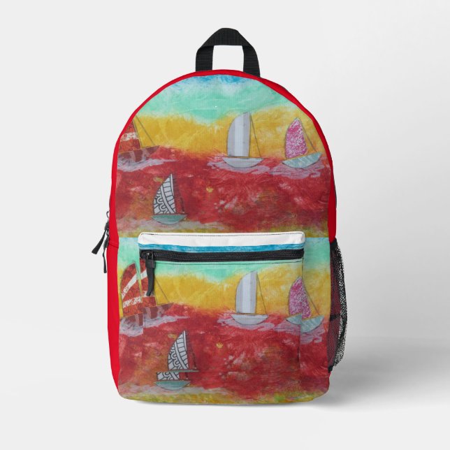 Sailboats Printed Backpack (Front)