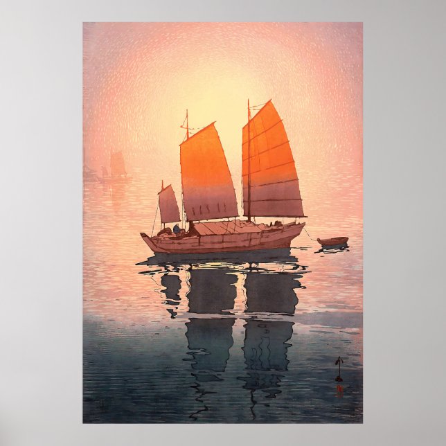 Sailboats, Sailing Boats, Morning, Yoshida Hiroshi Poster (Front)