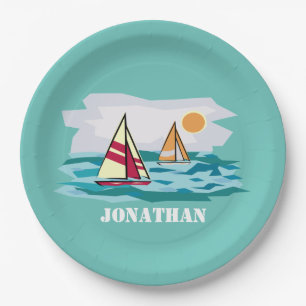 Sailboats Sailing Design Paper Plates 