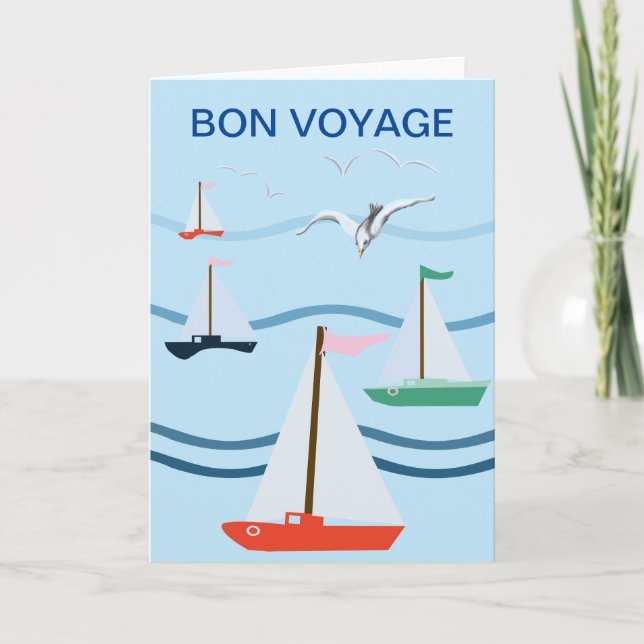 Sailboats, seagulls, ocean waves card (Front)