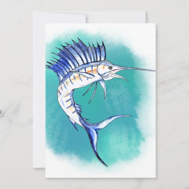 Sailfish in Watercolor Invitation (Front)