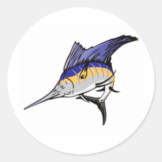 sailfish jumping front view isolated on white classic round sticker