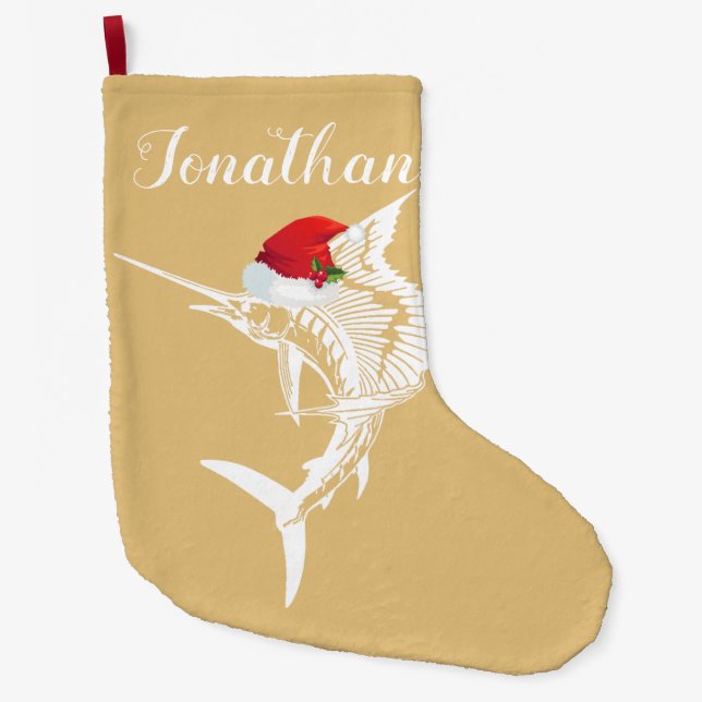 Sailfish with Santa Hat Stocking (Front)