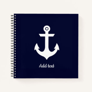 Sailing anchor boating navy white notebook