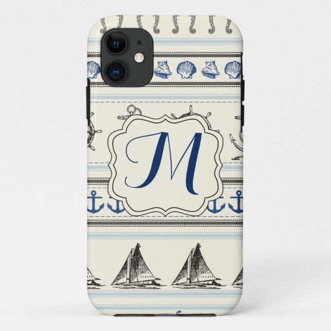 Sailing Anchor Nautical Rop Monogram IPHONE 5 Case (Back)
