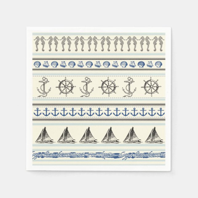 Sailing Anchor Nautical Rope Knot Sail Napkins (Front)