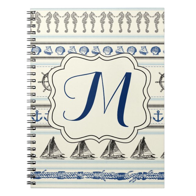 Sailing Anchor Nautical Rope Monogram Note Book (Front)