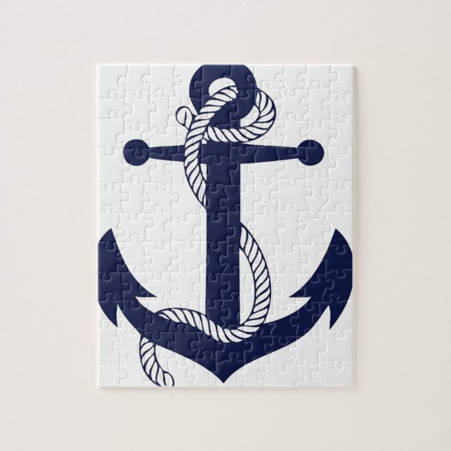 Sailing Anchor Navy Jigsaw Puzzle (Vertical)
