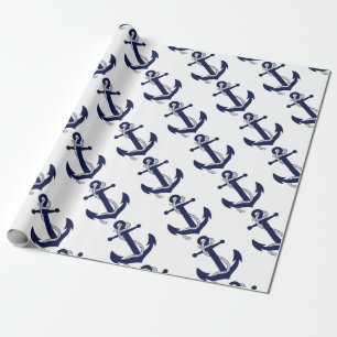 Sailing Anchor Navy Wrapping Paper