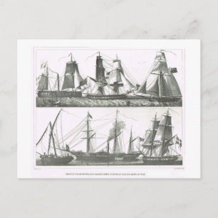 Sailing and steam ships postcard