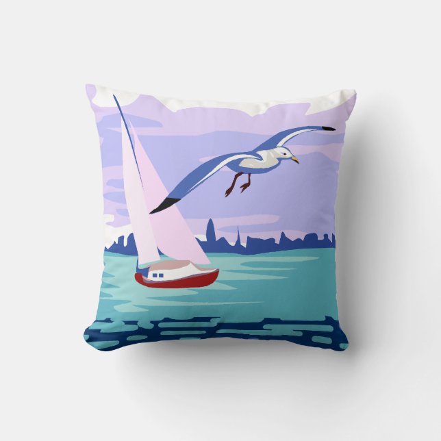 Sailing Artwork Cushion (Front)